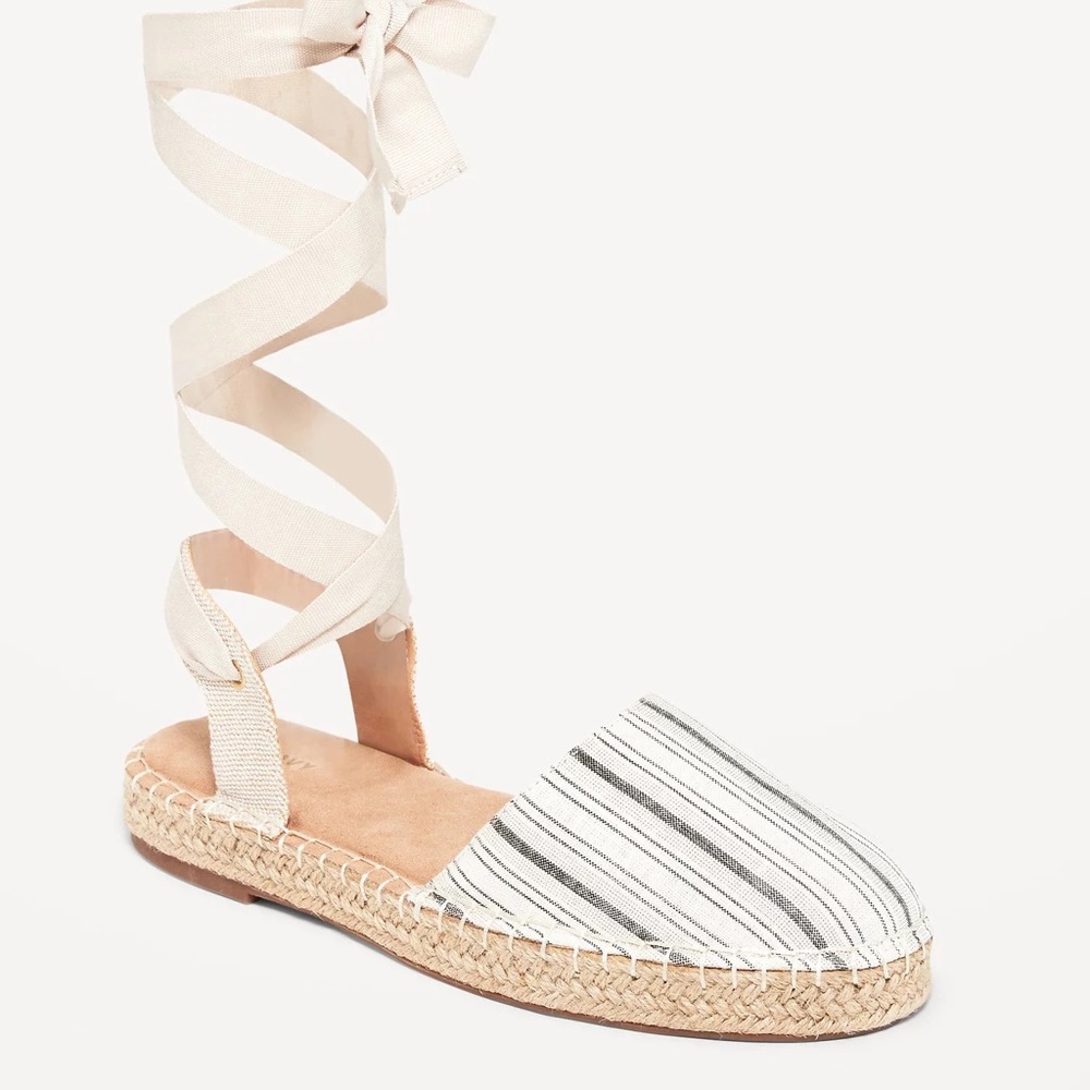 Textile Lace-Up Espadrille Sandals